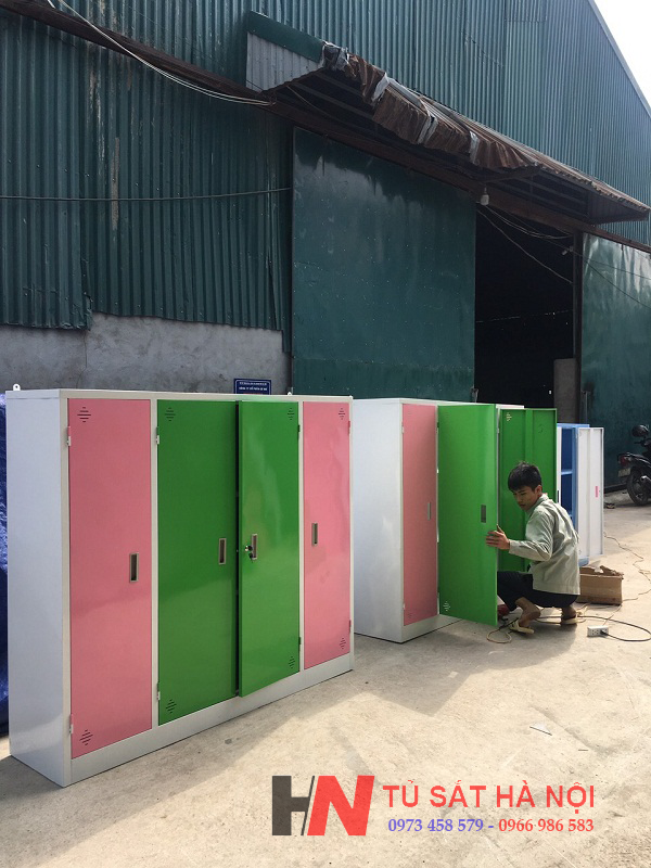 Sản xuất tủ sắt mầm non 4 cánh chăn màn cho khách hàng tại Hải Dương 2