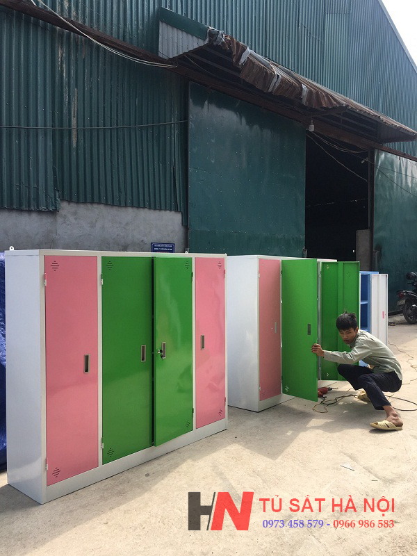 Sản xuất tủ sắt mầm non 4 cánh chăn màn cho khách hàng tại Hải Dương  3