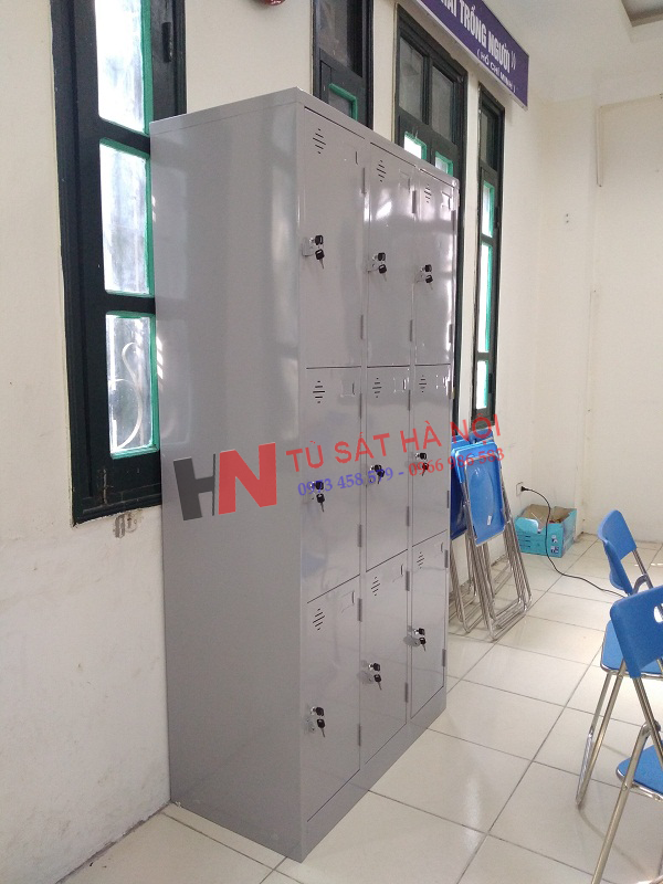 Phân phối tủ sắt locker 9 ngăn tại trường THCS Chu Văn An, Thụy Khuê, Tây Hồ