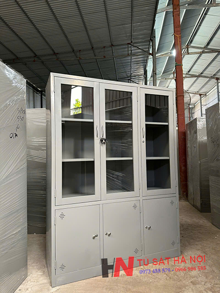 tủ sắt tài liệu 3 buồng kính